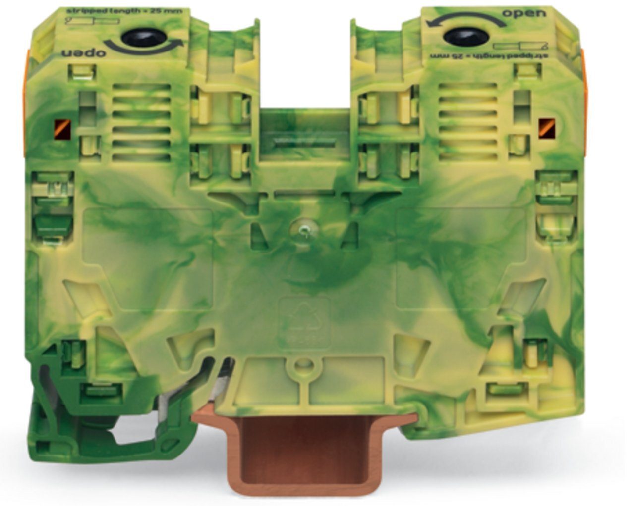 285-137 Operating Tool Ground Terminal Block, 8 to 2 AWG Wire, 1 Poles, DIN Rail Mount