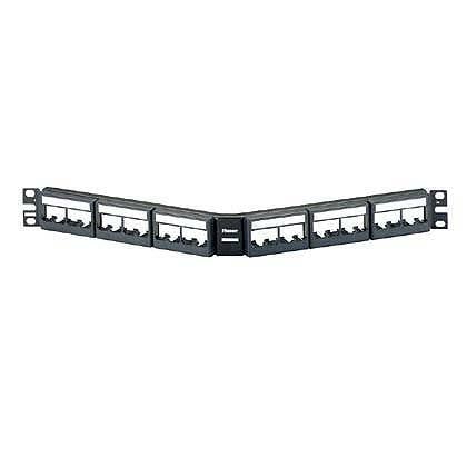 CPPLA24WBLY Mini-Com PanNet 1RU Angled Unloaded Unshielded Front Access Modular Patch Panel, 24 Ports, Cold Rolled Steel