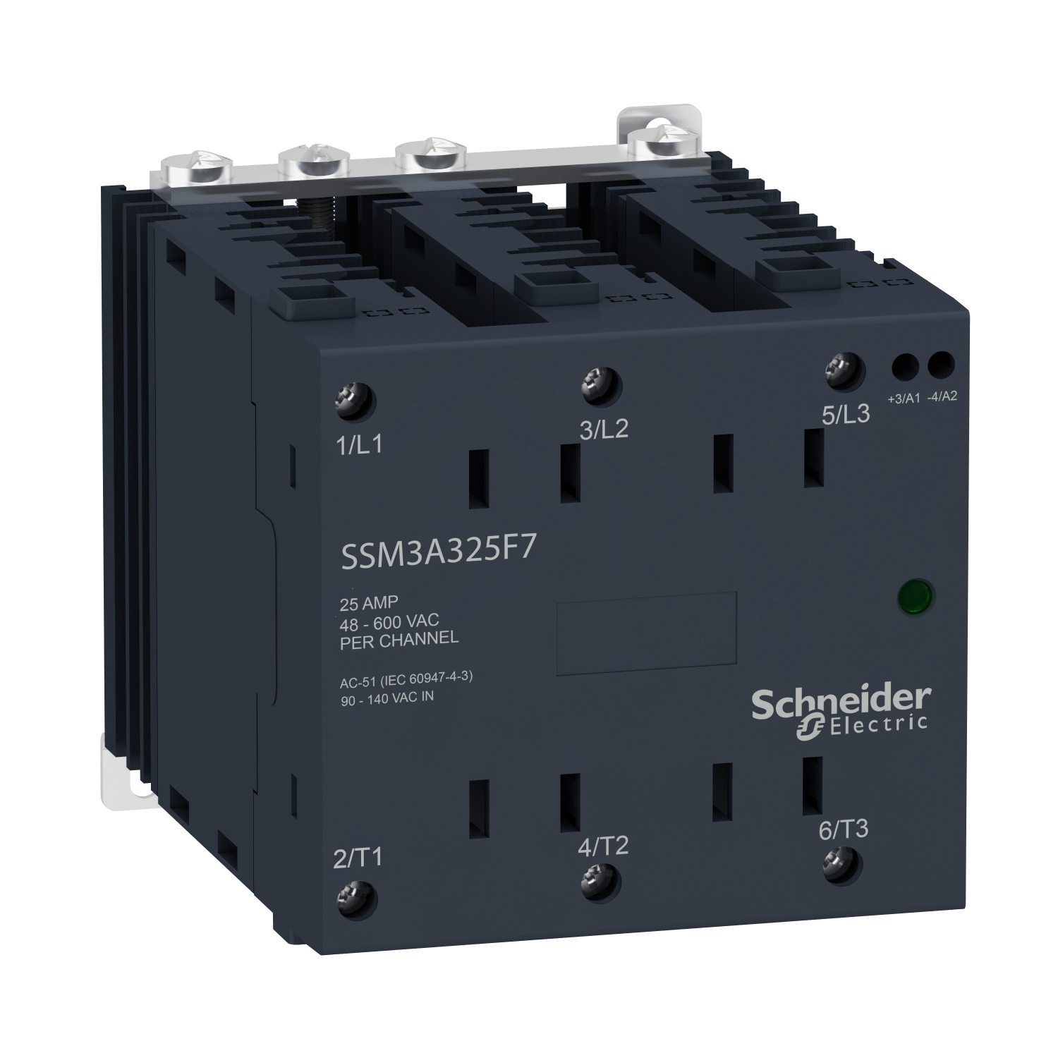 SSM3A325BD Zelio 3-Channel 3-Phase Zero Voltage Switching Solid State Relay, 25 A, 3NO 3 Form A Contact, 4 to 32 V DC V Coil