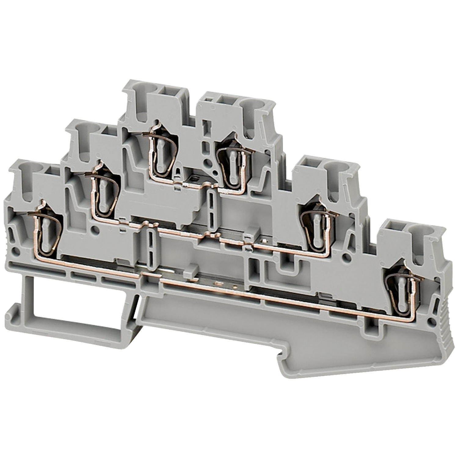 NSYTRR26TC Linergy 6-Point Feed-Thru Terminal Block, 500 VAC, 20 A, 0.14 to 4 sq-mm Solid, 0.14 to 4 sq-mm Flexible Wire, 3 Poles, Clip-Fit Mount