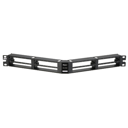 QAPP48HDBL QuickNet 1RU Angled High Density Shielded Modular Patch Panel, 48 Ports, Cold Rolled Steel