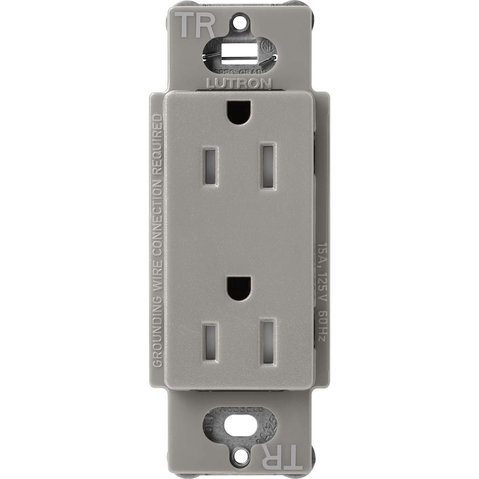 SCRS-15-TR-CS Claro Tamper-Resistant Duplex Receptacle, Decorator-Style Outlet, 15 Amp, Satin, Cobblestone