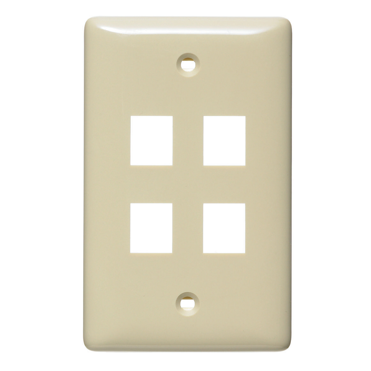 NSP14I Rear Load Standard Molded Keystone Faceplate, 1 Gangs, 4 Ports, Audio/Video/Voice/Data/Multimedia Module, Fastened Mount, High-Impact Thermoplastic