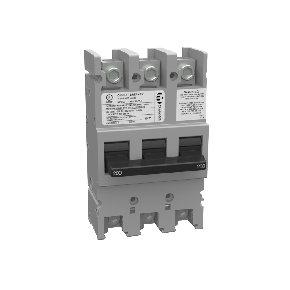 MILBANK 200 AMP 3 POLE 120-240V BOLT-ON 10K AIC