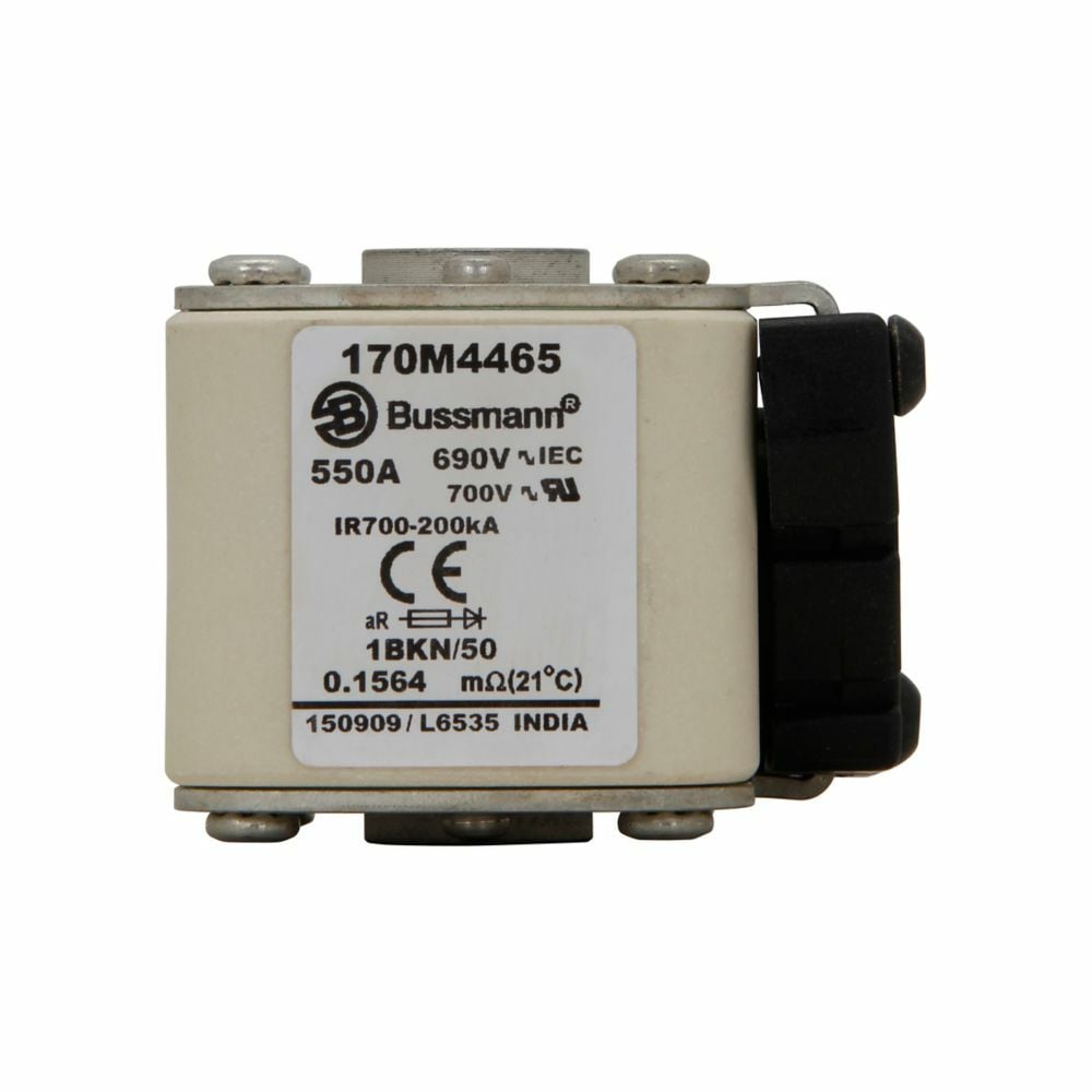 170M4465 Semi-Conductor High Speed Fuse, 550 A, 1100/1300 V, 200 kA Interrupt, Class: AR, Square Body