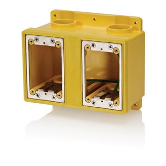 FDBX2-YL Wetguard Extra Deep FD Box With 1 in Unthreaded Conduit Opening, PVC, 67.3 cu-in Capacity, 2 Gangs, 6 in H x 7 in W x 3-1/2 in D