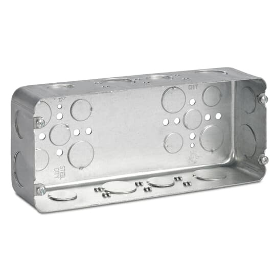 H4BD-3/4-1 Steel City Drawn Style Gang Box, Steel, 110 cu-in Capacity, 4 Gangs, 4 Outlets, 22 Knockouts