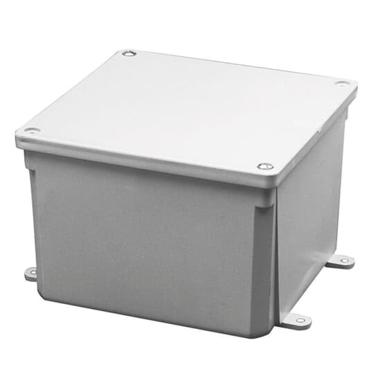 E987NX Carlon Non-Metallic Square Junction Box Cover With FIP Gasket, 4 in L x 4 in W, For Use With Junction Box and Enclosure, PVC