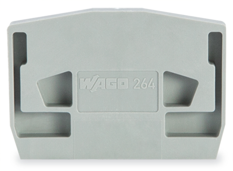 264-371 End plate, For Use With Terminal Blocks, 4 millimeter Thickness, Polyamide, Gray