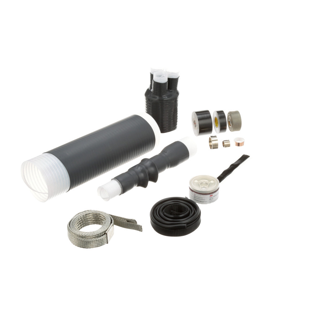 7000132898 QT-III 7600-S-3G Cold Shrink Termination Kit, 3 Pieces, For Use With Three Core Tape Shield, UniShield and Wire Shield Power Cable, Silicone Rubber, Black