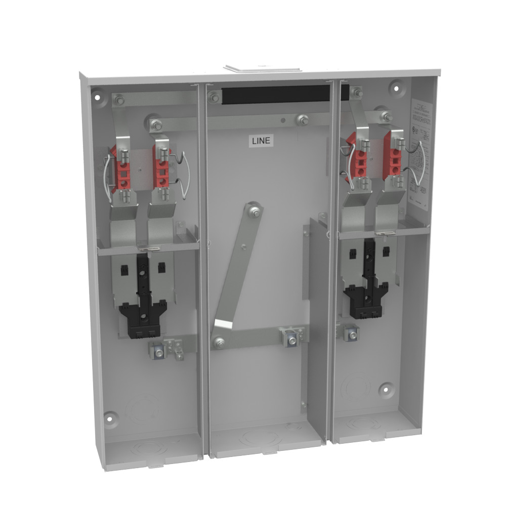 U5882-X 4 Term, Ringless, Large Closing Plate, 2 Position, 2-200 Amp, Main Breaker Provision, 22 kAIC