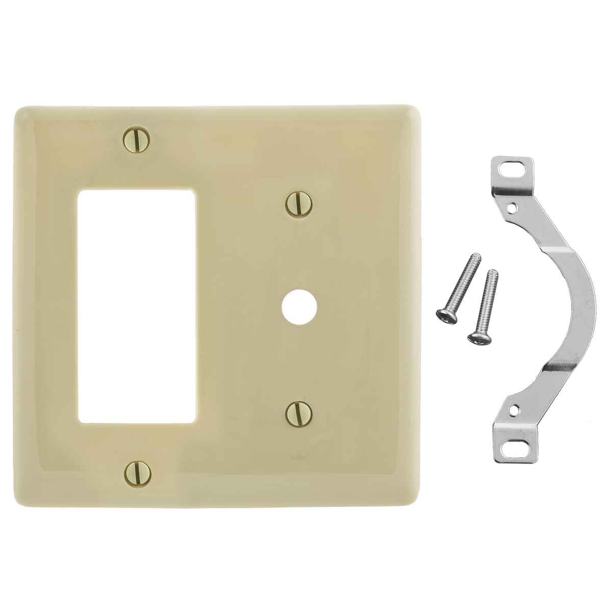 NP1226I Standard Combination Wall Plate, 2 Gangs, 4.68 in W x 4.63 in H, Nylon, Ivory