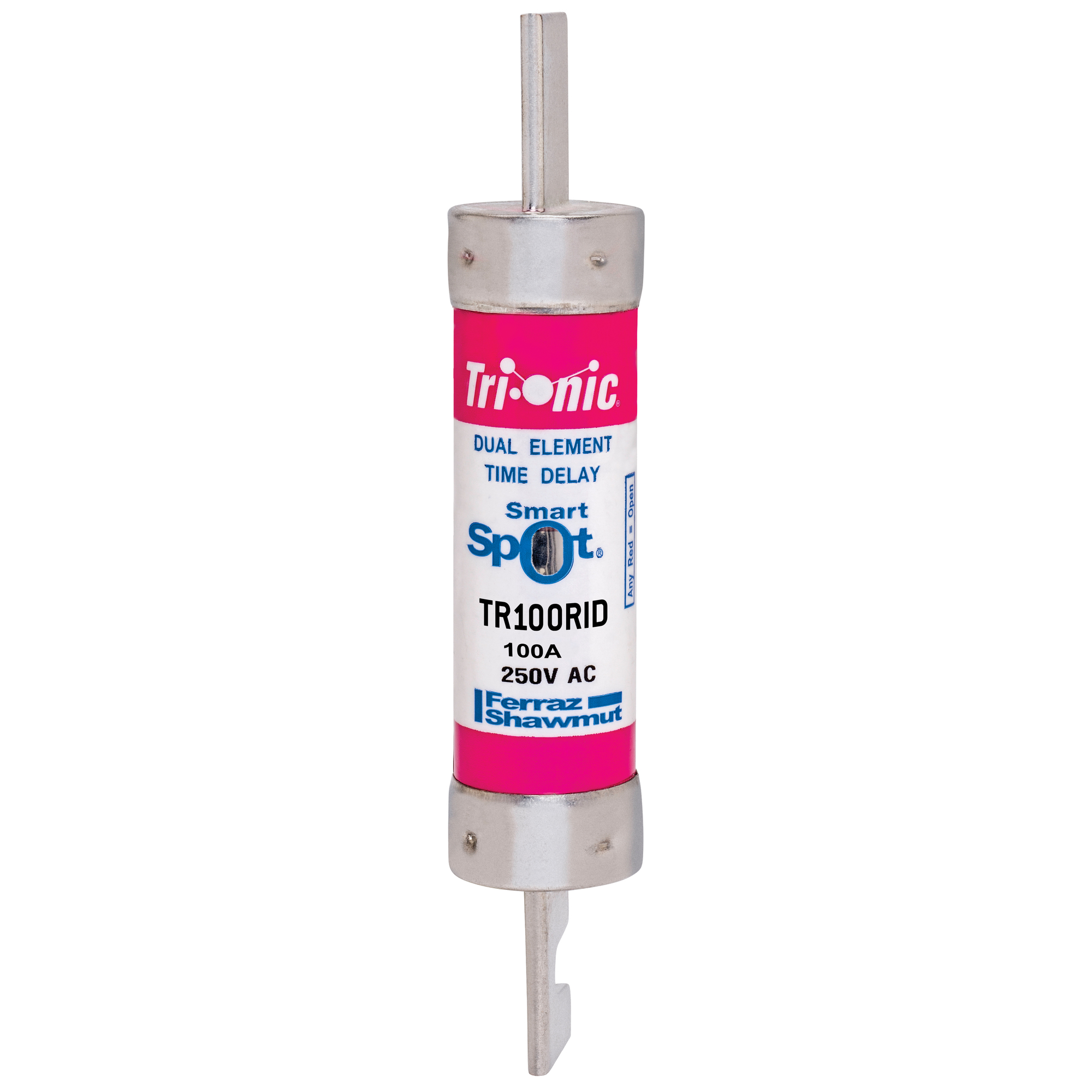 TR100RID Tri-Onic Current Limiting Low Voltage Time Delay Fuse, 100 A, 250 V AC/DC, 200/20 kA Interrupt, RK5 Class, Cylindrical Body