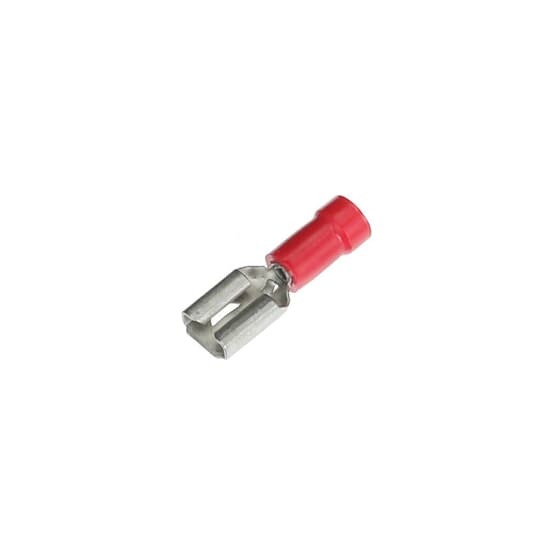RA257 Sta-Kon 250 Female Disconnect, 22 to 18 AWG Conductor, 0.25 in W x 0.032 in THK Tab, Brazed Seam Barrel, Brass, Red, Insulated