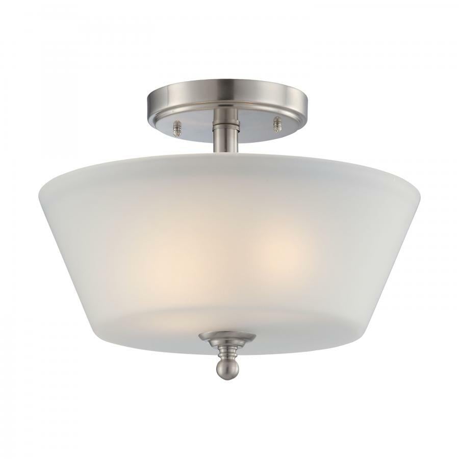 60-4151 Nuvo Surrey Contemporary Semi-Flush Mount Light, (2) A19 Lamp, 120 V AC, Brushed Nickel Housing