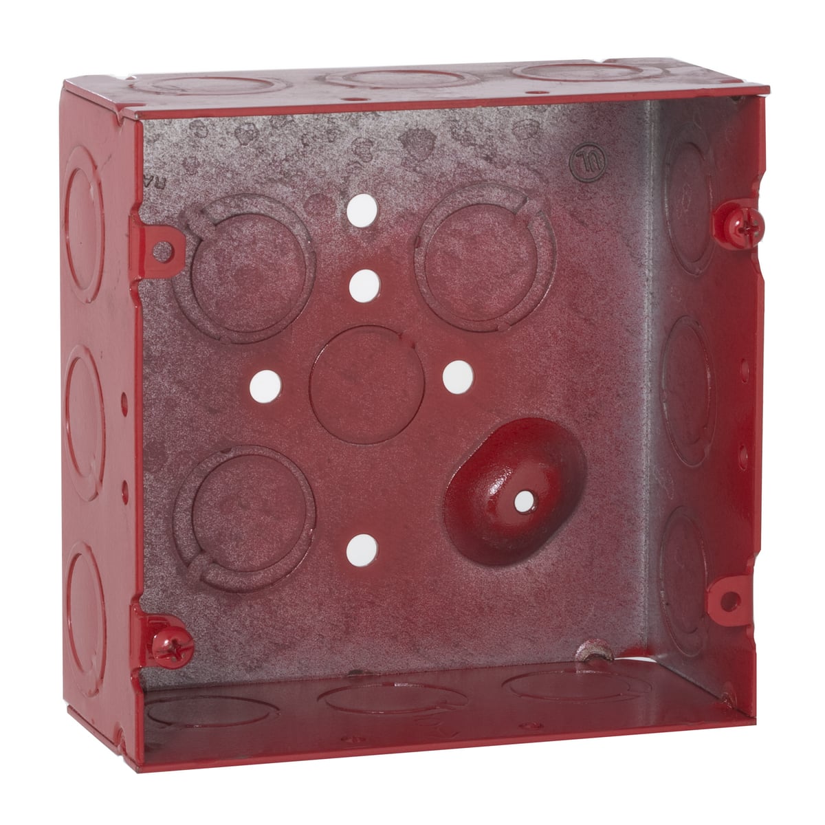 911-12 Square Box, Steel, 42 cu-in Capacity, (16) Knockouts, 4-11/16 in H x 4-11/16 in W x 2-1/8 in D