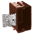 Single-Gang Bracket Outlet Box, Volume 16 Cubic Inches, Length 3-5/8 Inches, Width 2-1/4 Inches, Depth 2-3/4 Inches, Color Brown, Material Phenolic, Mounting Means 1/2 Inch Offset Bracket for Wood or Steel Studs