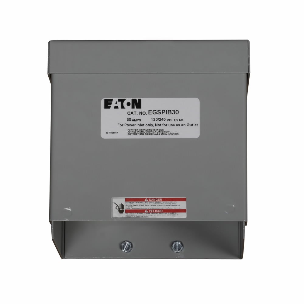 EGSPIB30 1-Phase Power Inlet Box, 120/240 V AC, 30 A, For Use With Transfer Switch, NEMA 3R/L14-30 NEMA Rating