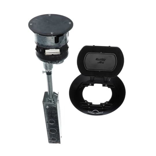 FPT4-4P-4C-TBLK Steel City Flush Service Poke-Through Base Unit With Cover, 4 in Hole, Die Cast Zinc/Steel