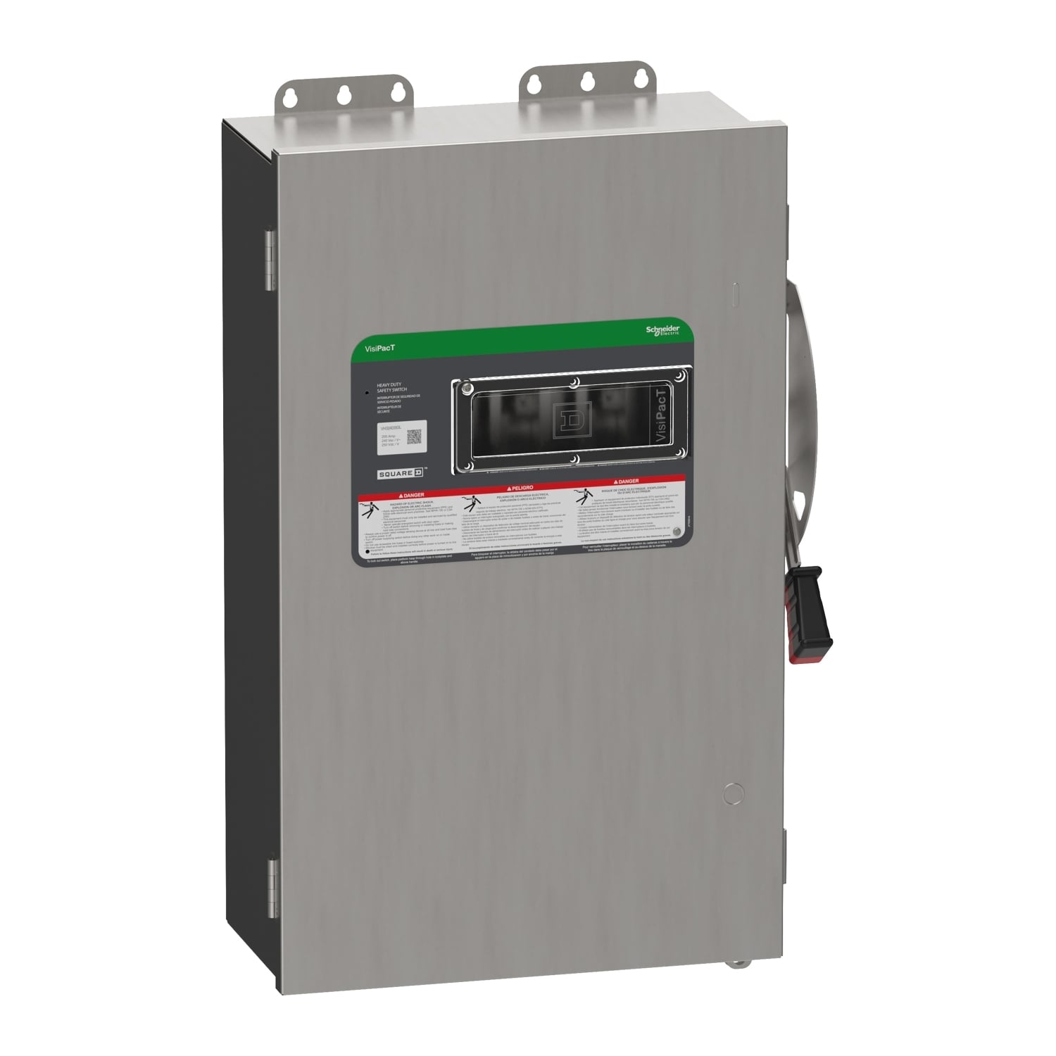 VH324DSGL Heavy Duty Fusible Disconnect Safety Switch, 240 VAC, 250 VDC, 200 A, 15, 25, 40, 60 hp, 3 Poles