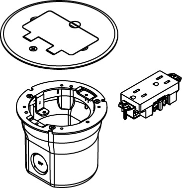 862GFI Floor Box Assembly With Brass Cover, PVC