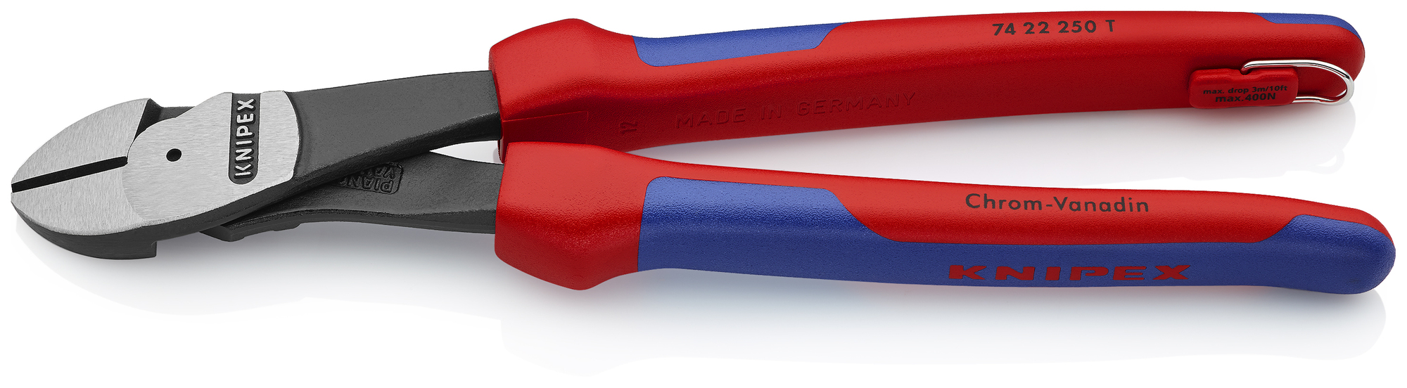 High Leverage 12° Angled Diagonal Cutters-Tethered Attachment, 10 in., Multi-Component