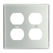 83016 Standard Size Wall Plate, 2 Gangs, 4.56 in W x 4.5 in H, Aluminum