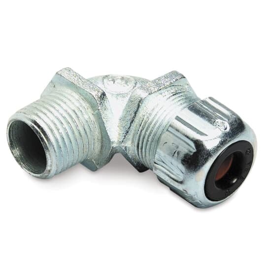 2271 T&B Liquidtight Strain Relief Cord Connector, 3/4 in Trade, 1/4 to 3/8 in Cable Openings, Malleable Iron, Zinc Plated