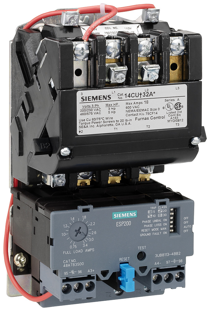 14CUC32AA Class 14 Full Voltage Motor Starter, 110 to 120/220 to 240 VAC V Coil, Non-Reversing Action, 3 Poles, Open Enclosure