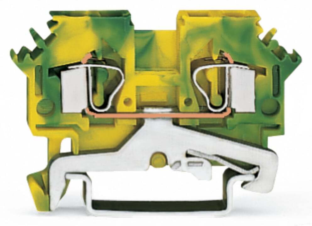 281-607 Operating Tool Ground Terminal Block, 28 to 12 AWG Wire, 1 Poles, DIN Rail Mount