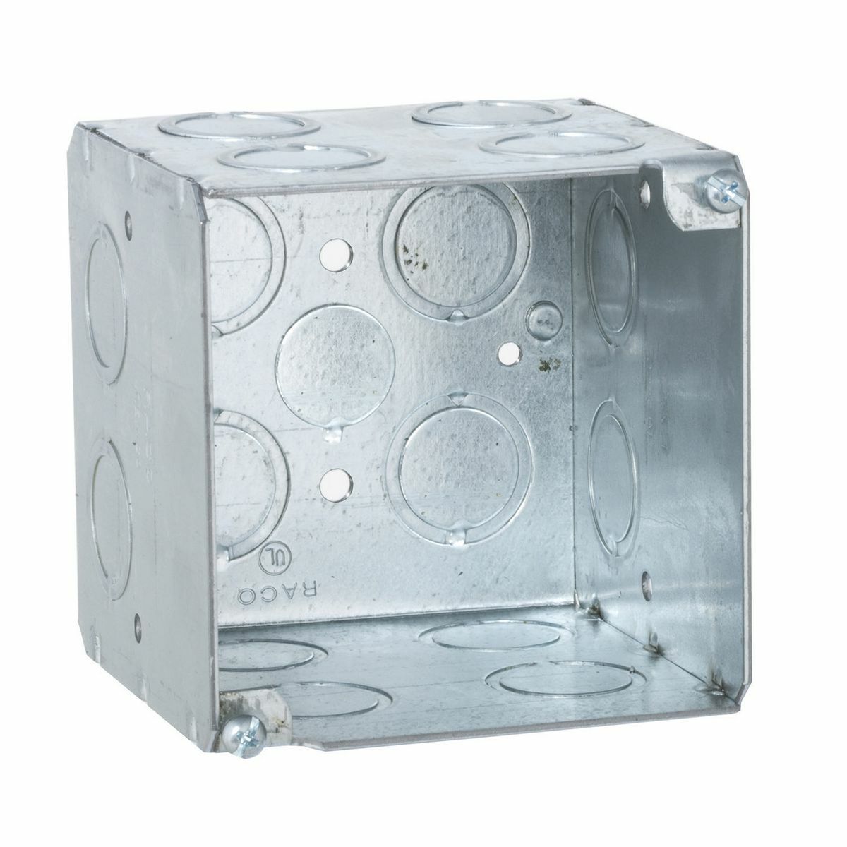 256 Large Capacity Square Box, Steel, 40.5 cu-in Capacity, (14) Knockouts, 3-3/4 in H x 3-3/4 in W x 3-1/2 in D
