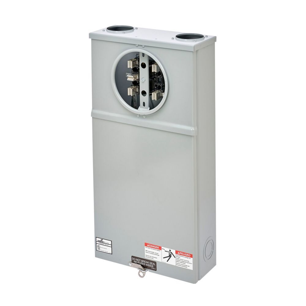 115 TB Single Meter Socket, 100 Amp, Test Block Ringed, 3R, ANSI 61 Gray Painted, #14-2/0, #14-2/0, Galvanized Steel, Surface Mount, 4 Jaw, 1 Position, 1 Phase, 3 Wire, OH, UG
