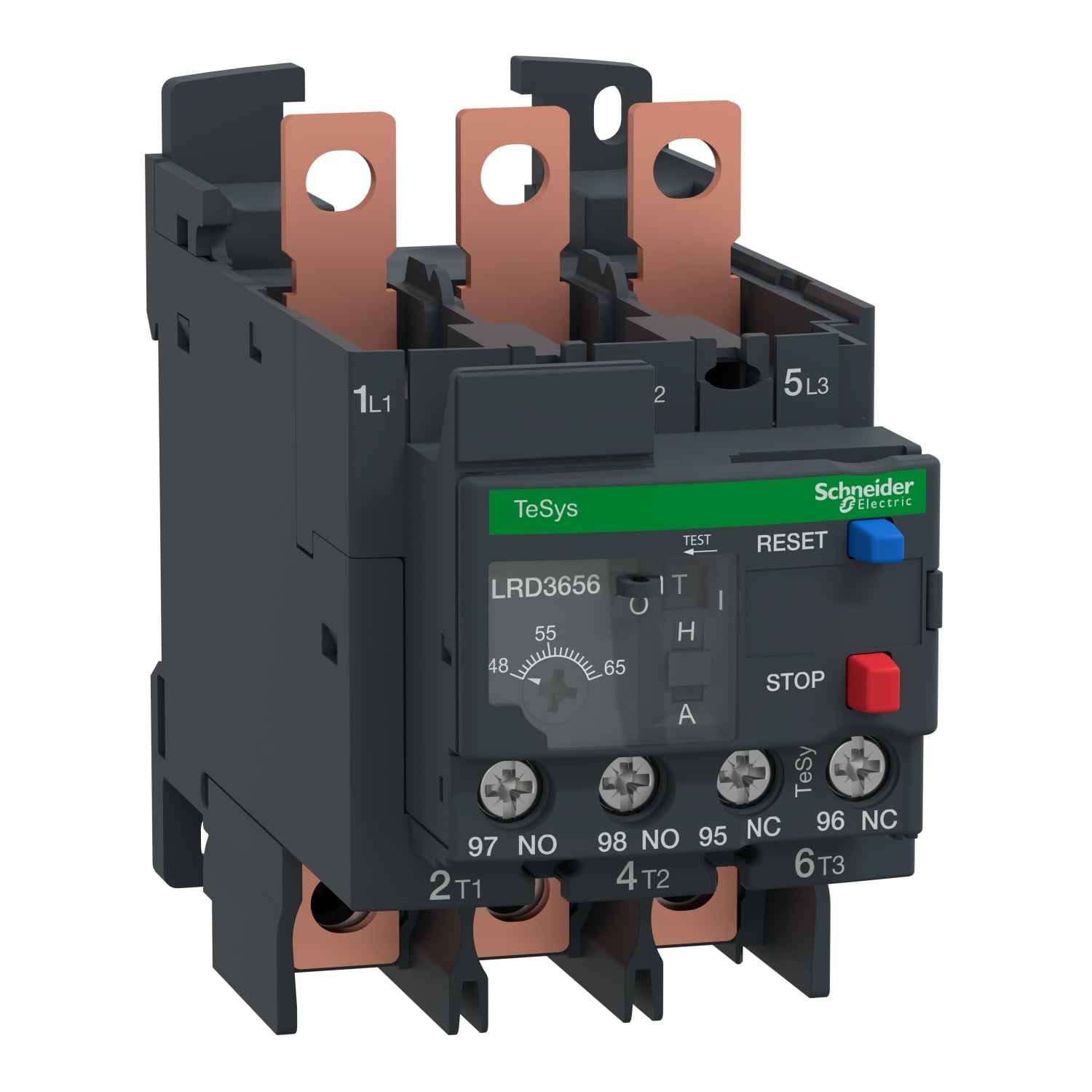 LRD3656 TeSys LRD Differential Thermal Overload Relay, 48 to 65 A, 1NO-1NC 1 Form A/1 Form B Contact, 690 V AC V Coil