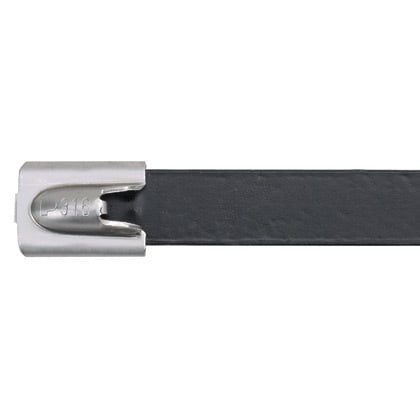 Pan-Steel MLTFC2H-LP316 Cable Tie, PET Coated SS 316, Black, Heavy, 2" Dia.