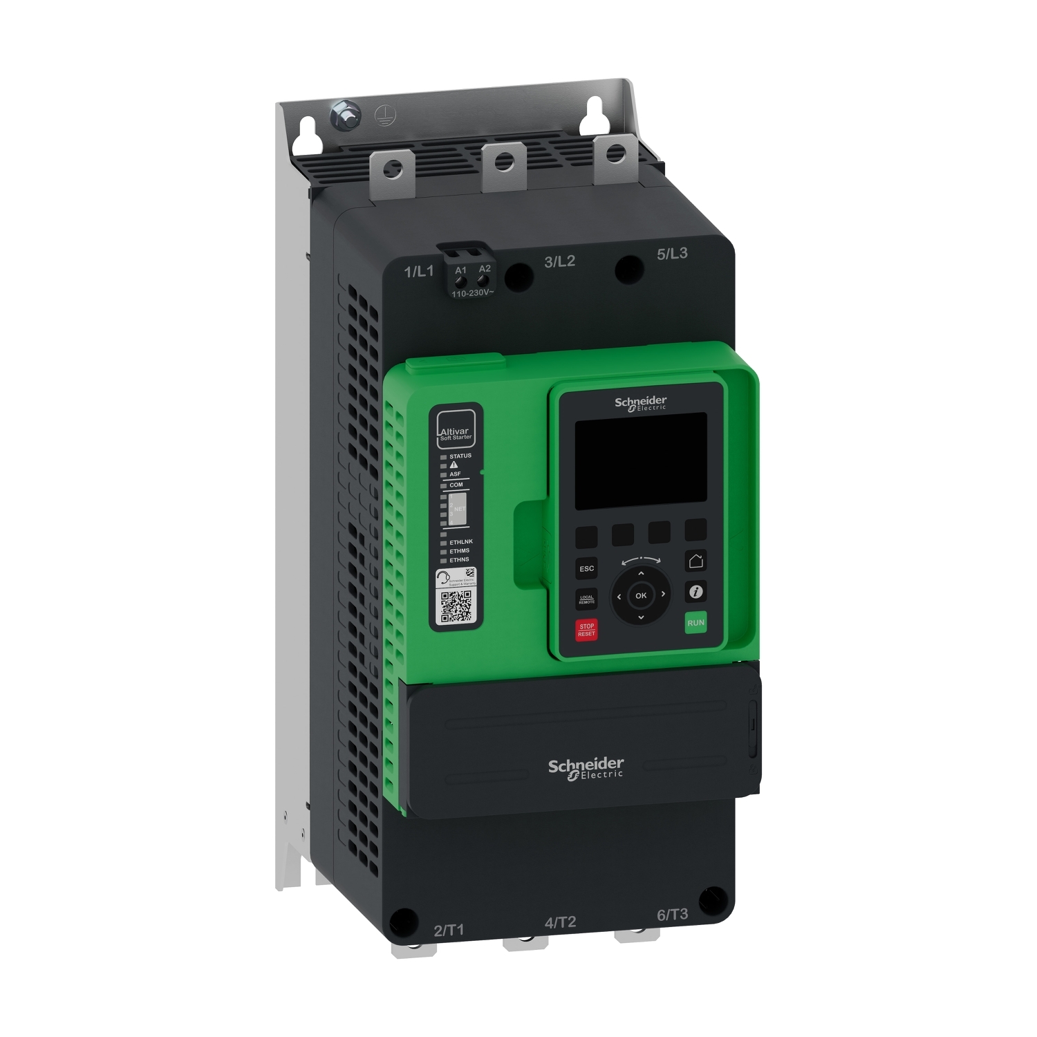 ATS490C17Y ATS490 Soft Starter, 110 to 230 VAC V Coil, IP00 Enclosure