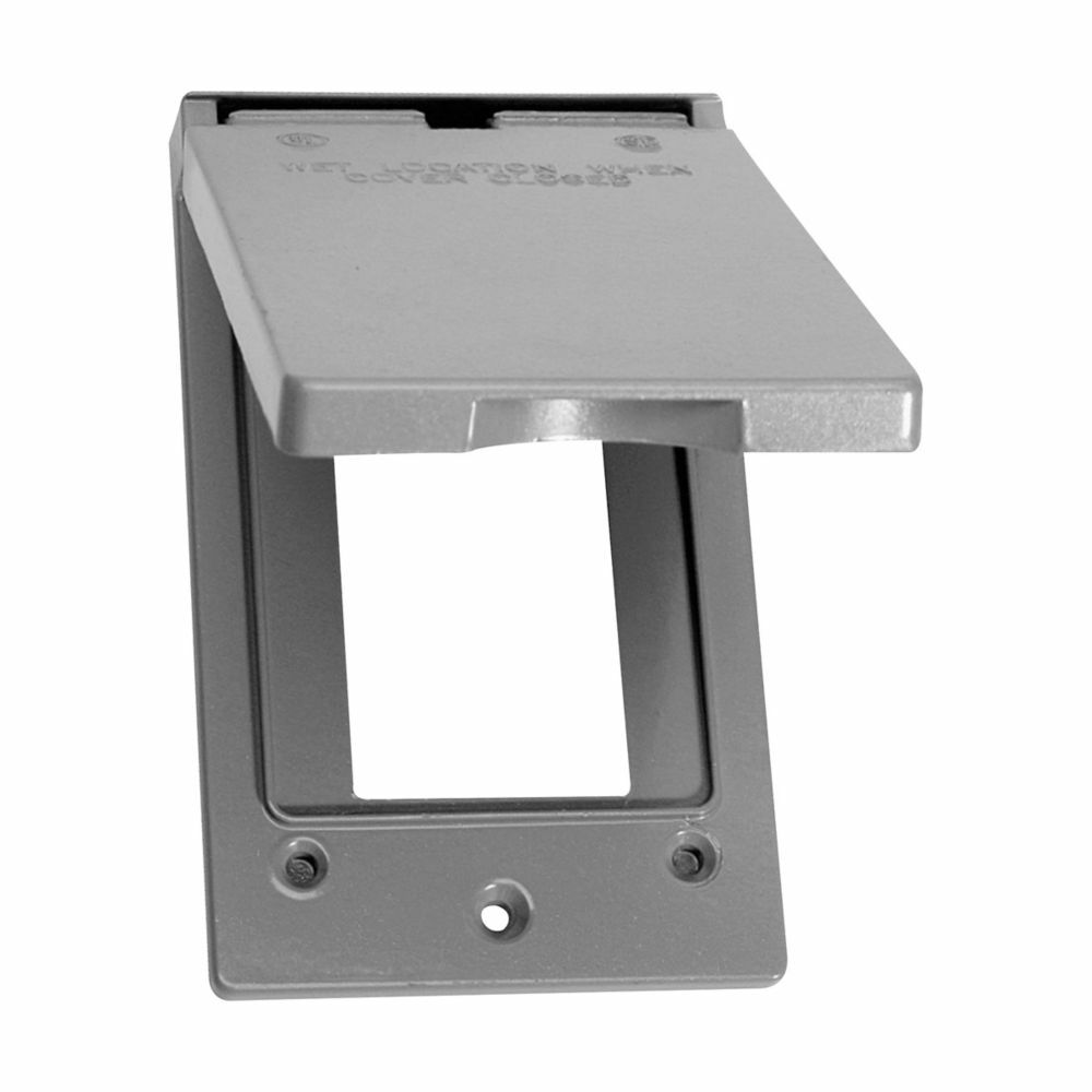TP7241 Weatherproof Outlet Cover, 4-9/16 in L x 2-13/16 in W, Self-Close Cover, Die Cast Aluminum