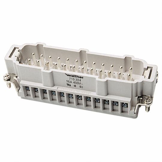 MS224B Pos-E-Kon B Series Standard Terminal Insert, 24 Positions, 20 to 14 AWG Wire, Male Screw Connection, Glass Filled Thermoplastic