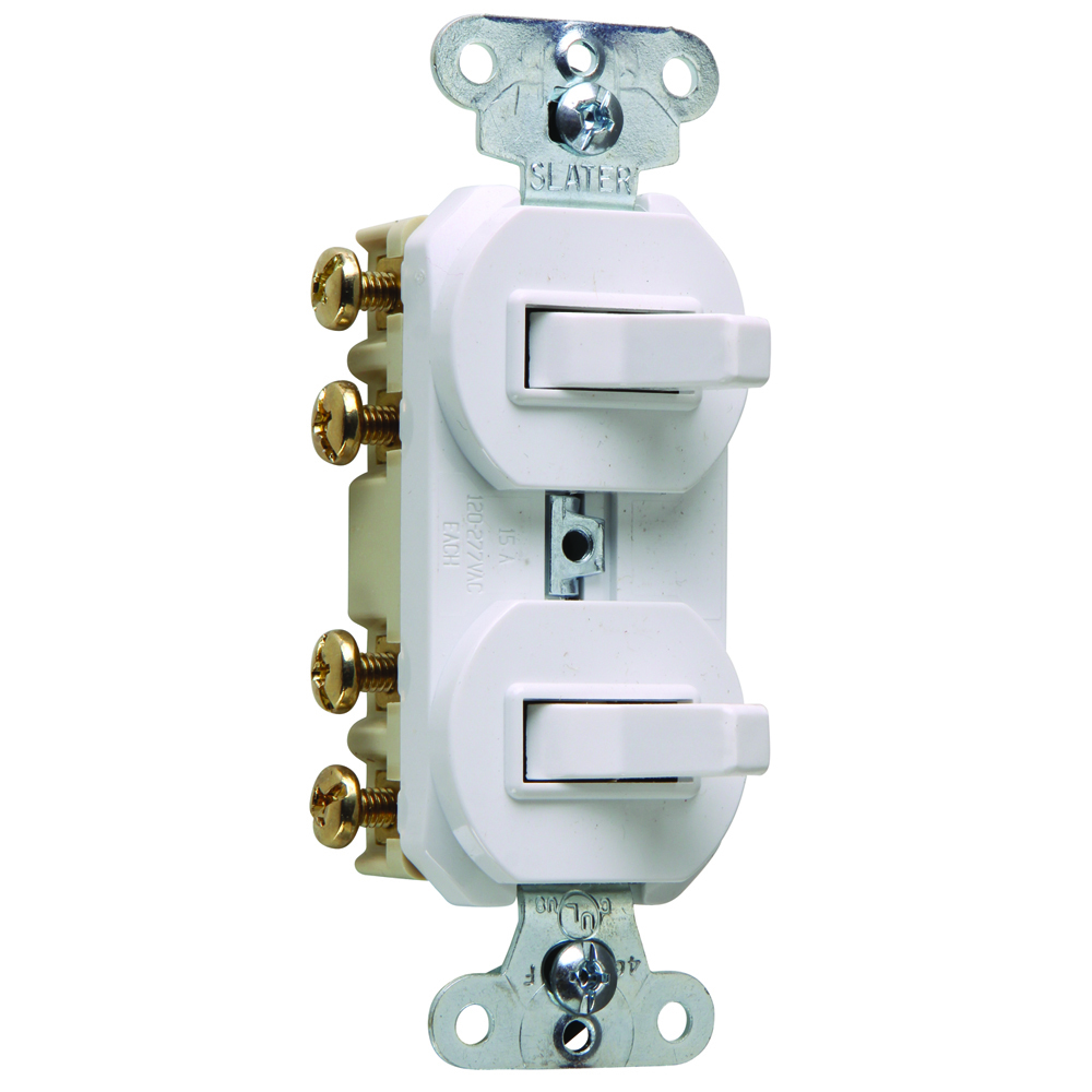 693W 3-Way Double Non-Grounding Combination Switch/Receptacle, 15 A, 120/277 V AC, 2 Poles