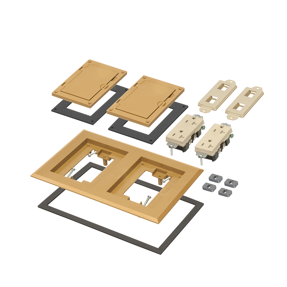 FLBC8520CA Modular Non-Metallic Floor Box Cover and Frame Kit, 6.094 in L x 9.288 in W, Flip Lid Cover, Plastic