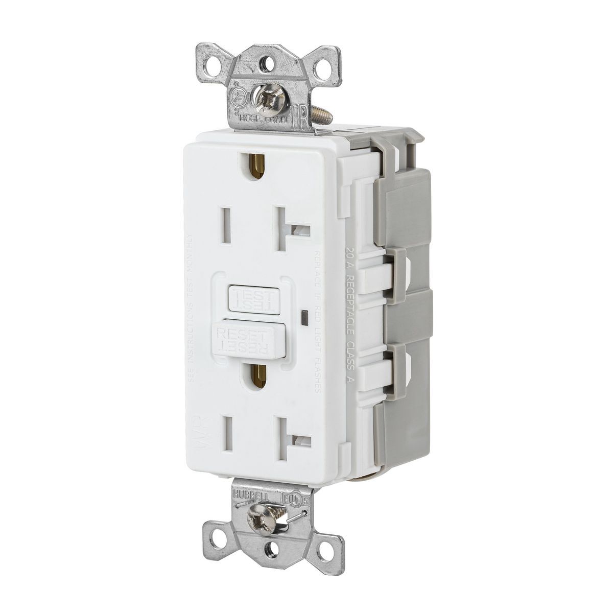 SNAPGFTW20W Heavy Duty GFCI Receptacle, 125 V AC, 20 A, 2 Poles, 3 Wires, White