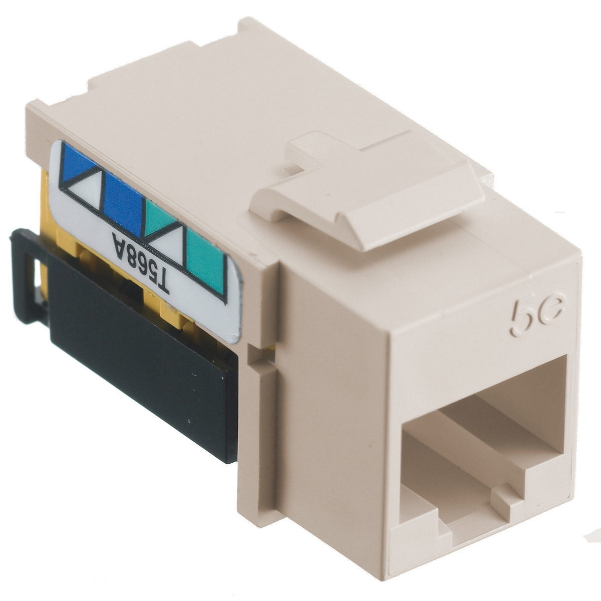 NSJ5ELA 8-Position Standard Universal A/B Modular Jack, Cat 5e Module, Screw Mount, Light Almond
