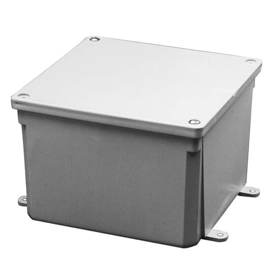 E989NNR Carlon Non-Metallic Rigid Molded Junction Box, 4 in H x 4 in W x 6 in D, Screw Cover, NEMA 4/4X/6P NEMA Rating, PVC