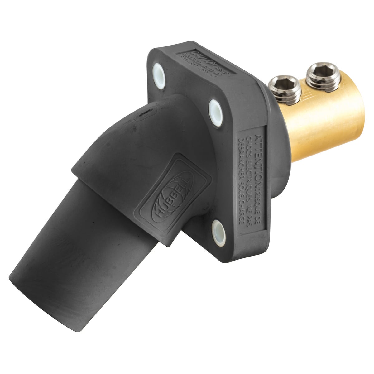 HBLFRABK 16 Series 1-Pole Angled Female Standard Single Pole Receptacle With 300/400 A Plug, 600 V AC/250 V DC, 400 A, 4 to 4/0 AWG Wire, Screw Terminal Connection