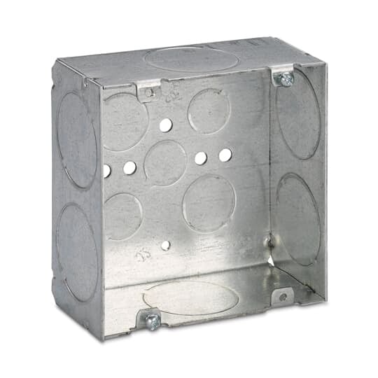 72171-1-1/4 Steel City Outlet Box, Steel, 42 cu-in Capacity, (1) Outlets, (11) Knockouts, 4-11/16 in H x 4-11/16 in W x 2-1/8 in D