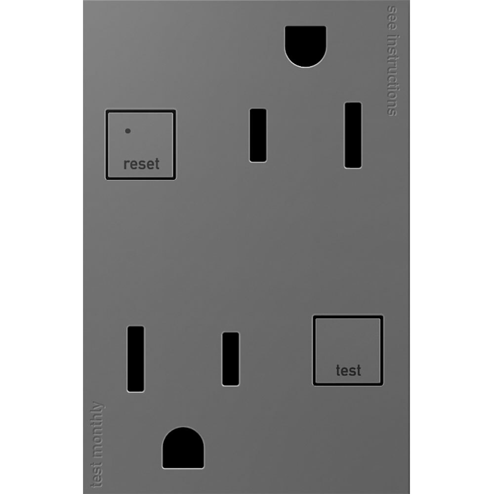 AGFTR2153M4 Adorne Plus-Size Tamper-Resistant GFCI Outlet, 125 V, 15 A, 2 Poles, Magnesium