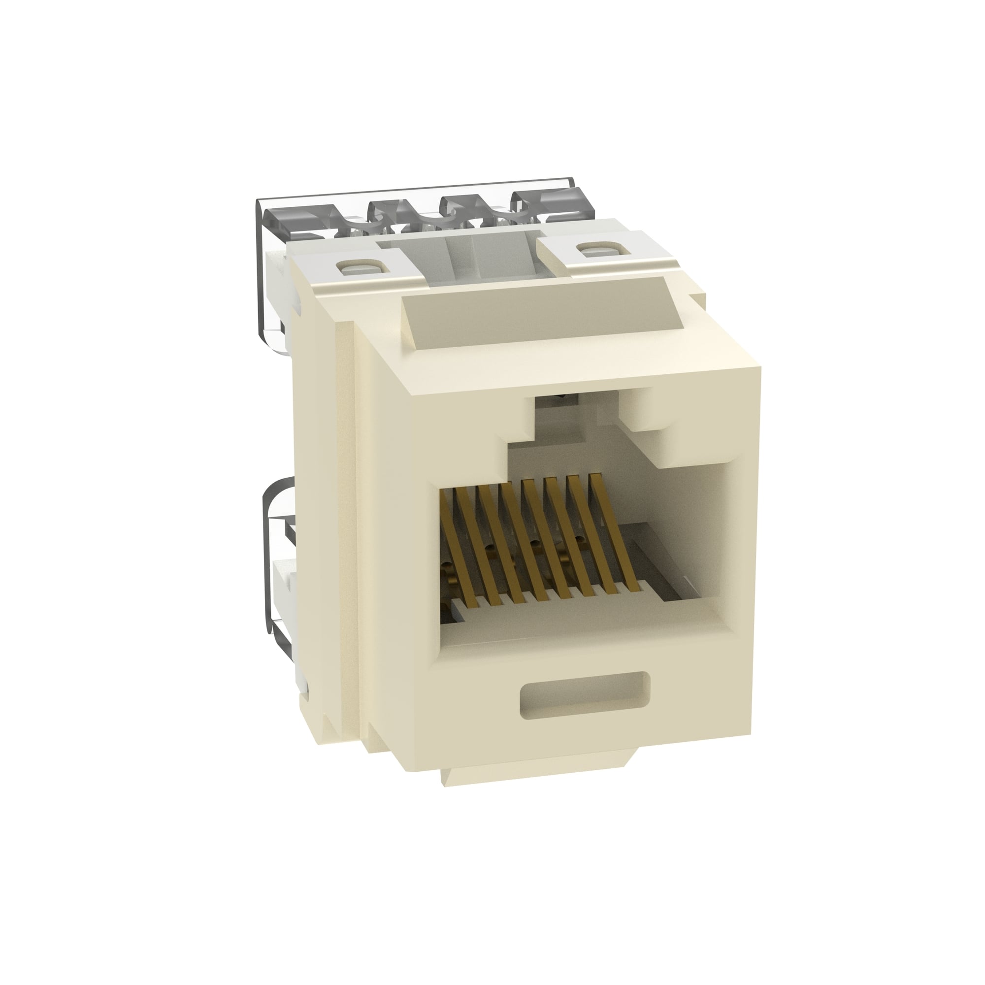 NKP5E88MEI NetKey 1-Slot 8-Position 8-Wire Punchdown Unshielded Keystone Jack Module, Cat 5e/Keystone Module, Surface Mount, 1 Port, ABS/Polycarbonate, Electric Ivory
