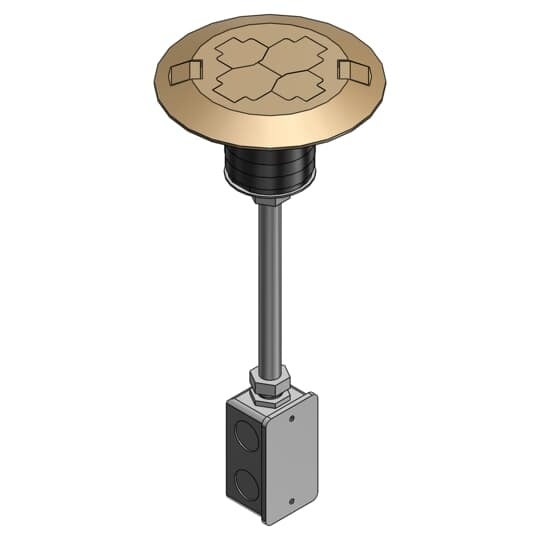 FPT3-2P-2C-BRS Steel City Flush Service Poke-Through Base Unit With Cover, 3 in Hole, 7-1/2 in Dia Cover, 13 cu-in, Die Cast Zinc/Steel