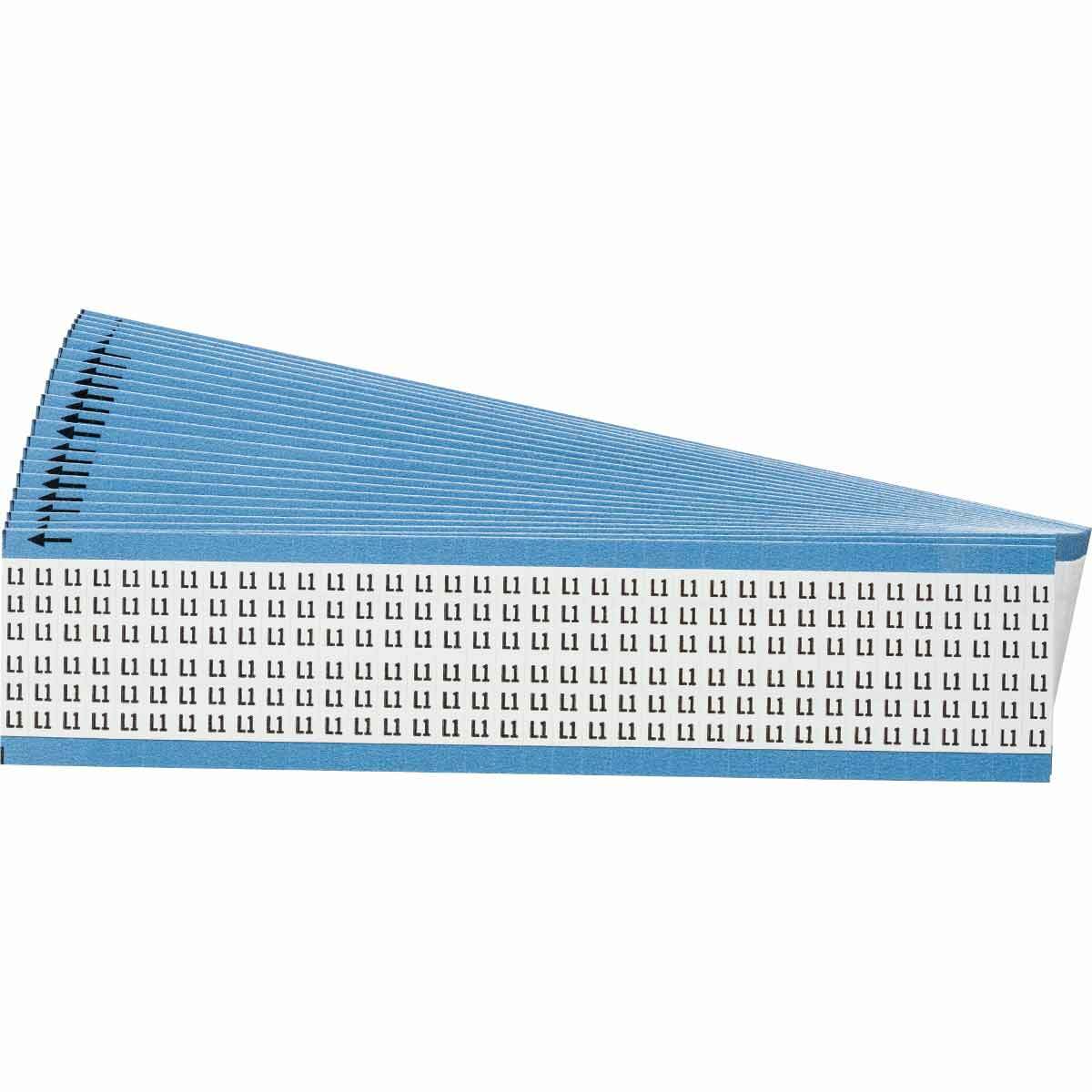 WM-L1-PK WM Series Solid Letter/Number Wire Marker Card, 1/4 in W, Black on White, B-500 Repositionable Vinyl Coated Fabric, 36 Markers per Card