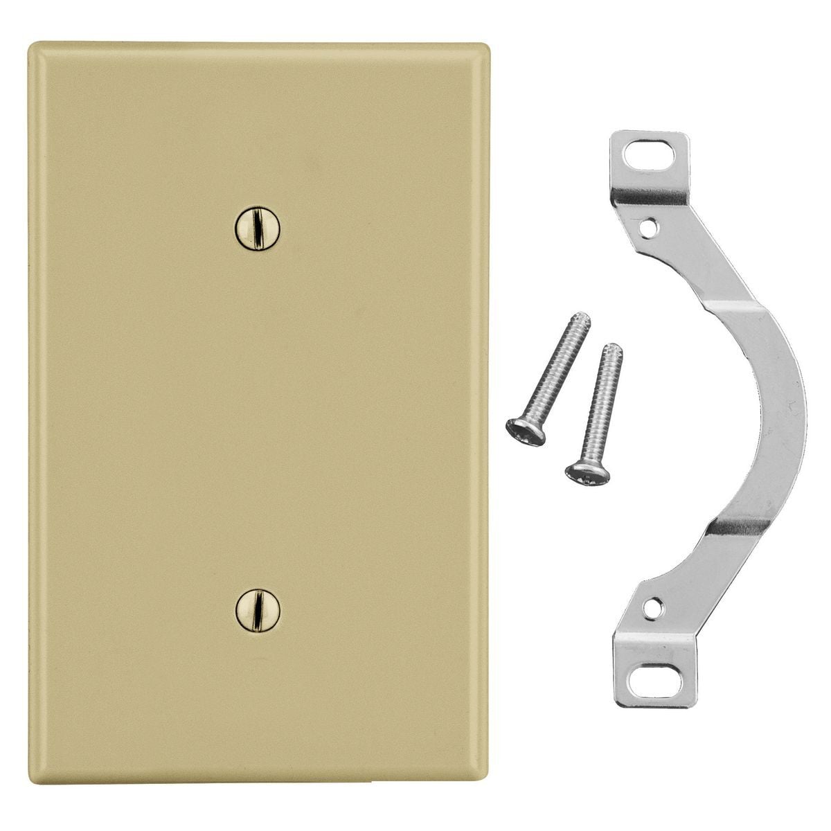 P14I Non-Metallic Standard Blank Wall Plate with Pre-Inserted Captive Screw, 1 Gangs, 2.88 in W x 4.63 in H, Polycarbonate Thermoplastic, Ivory