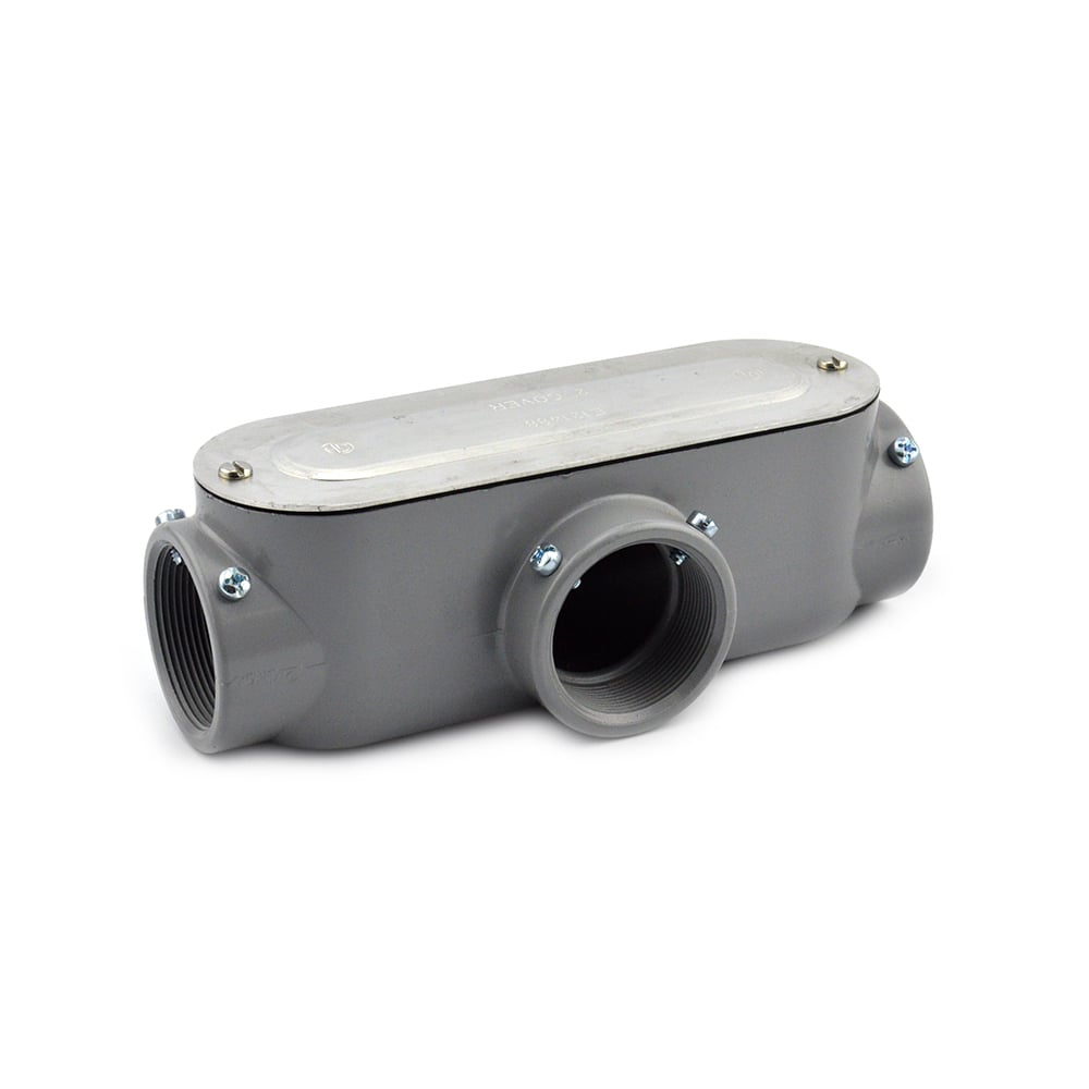 T-46CGC Bridgeport 5 Series Type T Combination Conduit Body With Cover and Gasket, 2 in Hub, 85, 70.7 cu-in, Aluminum, Enamel Coated